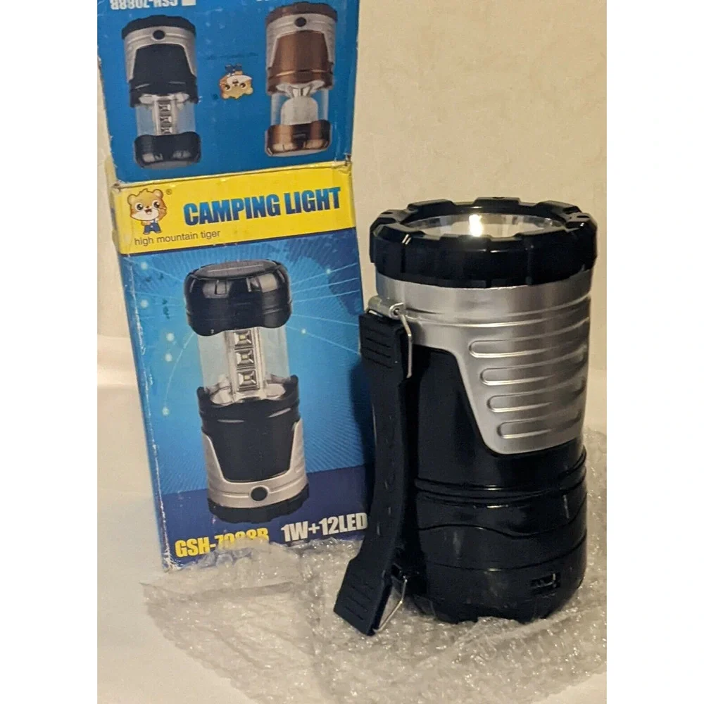 High Mountain Tiger Camping Light GSH-7088B 1W+12 LED Waterproof Switch